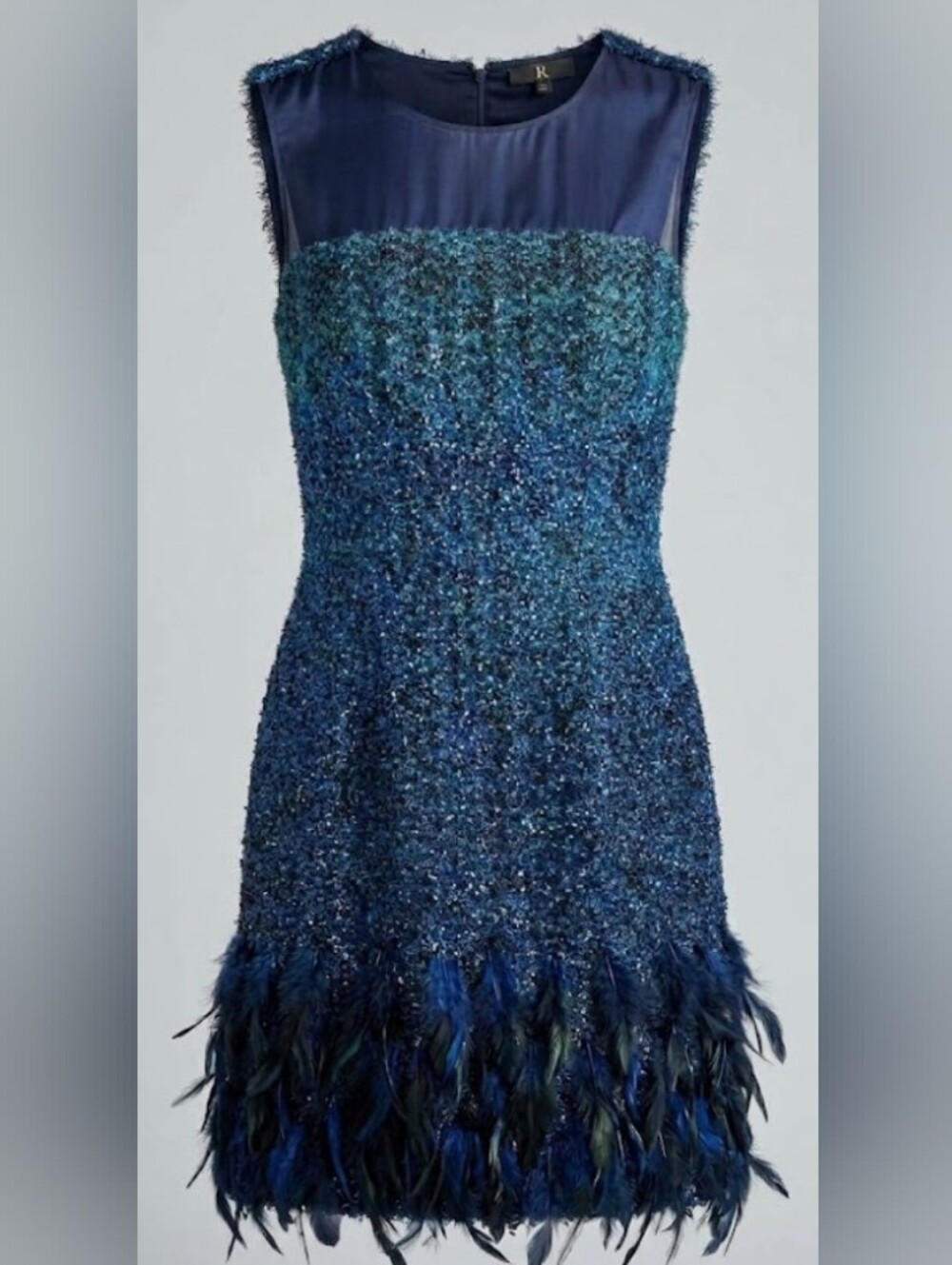 Elie Tahari Ready To Wear Fall 2017 Annabelle Embellished Feather-Trim Dress (6)
